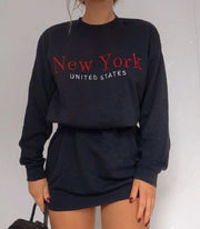 Women's round neck letter printing long-sleeved sweatshirt