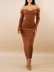Multi-color multi-yard high elastic thread long-sleeved bodycon dress