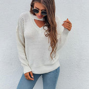 Women's solid color sexy chest hollow sweater