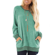 Fashion Contrast Pocket Sweater Long Sleeve Pullover Sweatshirt Casual T-shirt