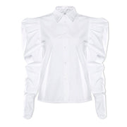 Fashion white puff sleeve shirt