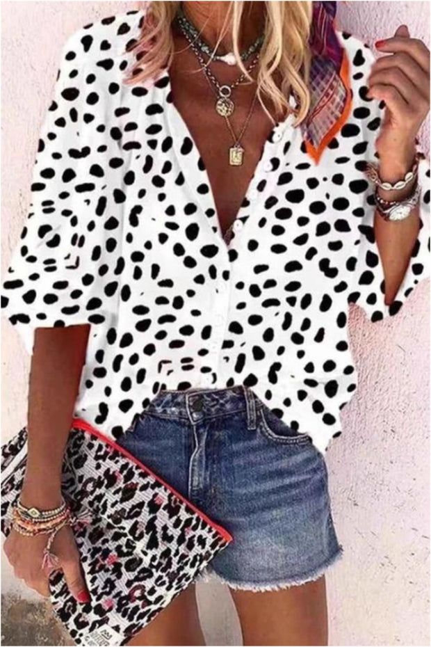 Fashion Irregular Polka Dot Print Cardigan Top