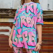 Street Trend Graffiti Print Short Sleeve Plus Size T-Shirt