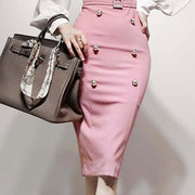 Square collar contrast color double breasted slim slimming mid-length bag hip dress