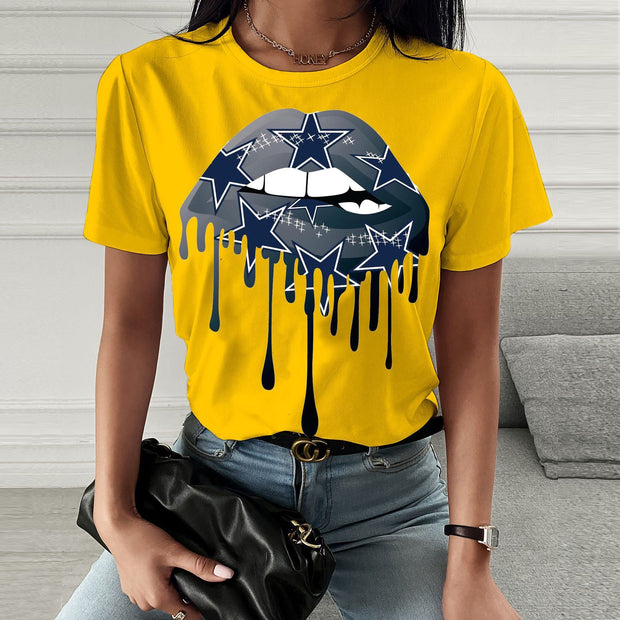 Fashion  spring and summer lip printing short-sleeved T-shirt