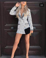 Double-breasted plaid trench coat woolen coat