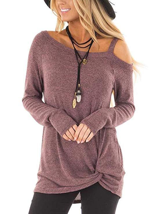 Long-sleeved stitching and knotted solid color sweater
