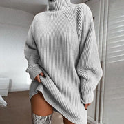 Autumn and winter sweater mid-length raglan sleeve half turtleneck sweater dress