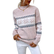 Christmas sweater half turtleneck snowflake sweater women