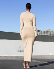 Sexy tight-fitting zipper long-sleeved bag bodycon dress