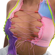 Women's lace sexy hollow short slim vest