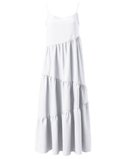 Loose Strap Beach Solid Pleated Dress