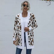 Fashion casual leopard print knitted cardigan jacket