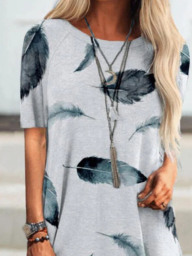 Casual pullover short-sleeved round neck loose-fit women's T-shirt