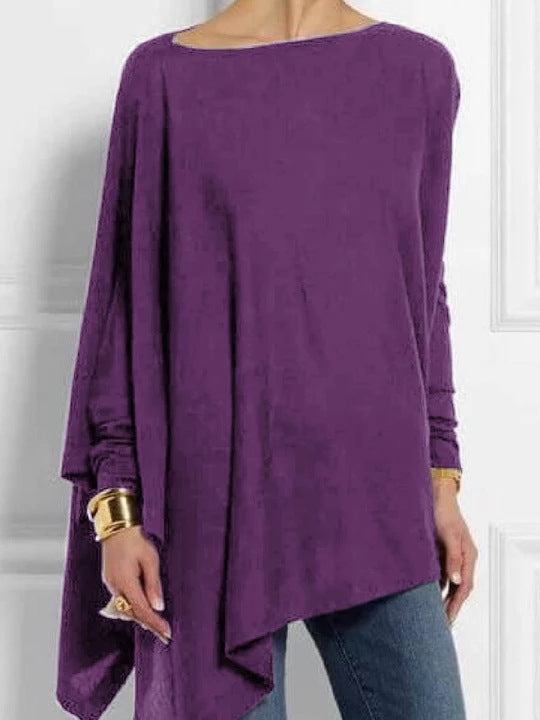 Fashion casual irregular solid color pullover T-shirt