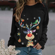 Christmas pattern printed long-sleeved round neck sweater women