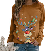 Christmas pattern printed long-sleeved round neck sweater women