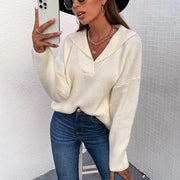 Women's suit collar padded pullover sweater