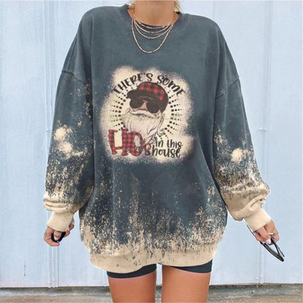 Fashion printed long-sleeved round neck sweater women
