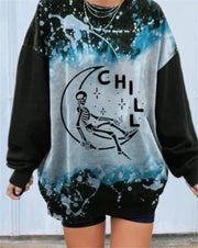 Fashion printed long-sleeved round neck sweater women