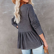 Fashion casual solid color loose all-match pullover top