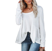 Fashion casual solid color loose all-match pullover top