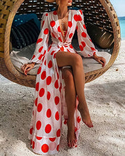 Polka Dot Chiffon Beach Resort Dress
