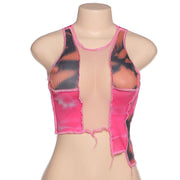 Fashion round neck slim see-through mesh vest
