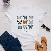 Casual fashion butterfly round neck short sleeve T