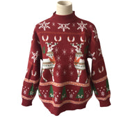 Elk snowflake Christmas tree knitted sweater pullover women