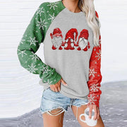 Colorblock Santa print crew neck long sleeve sweater