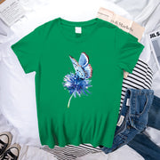 Butterfly Pattern Print Loose Short Sleeve T-Shirt