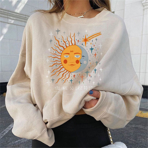 hot style sun printed long-sleeved sweatshirt