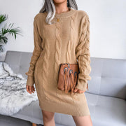 Twisted hip sweater dress knitted dress