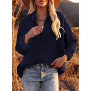 Corduroy lapel top pullover loose solid color shirt jacket