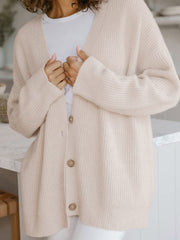 V-neck knitted cardigan loose sweater overcoats