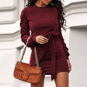 Women's long-sleeved solid color bodycon dress